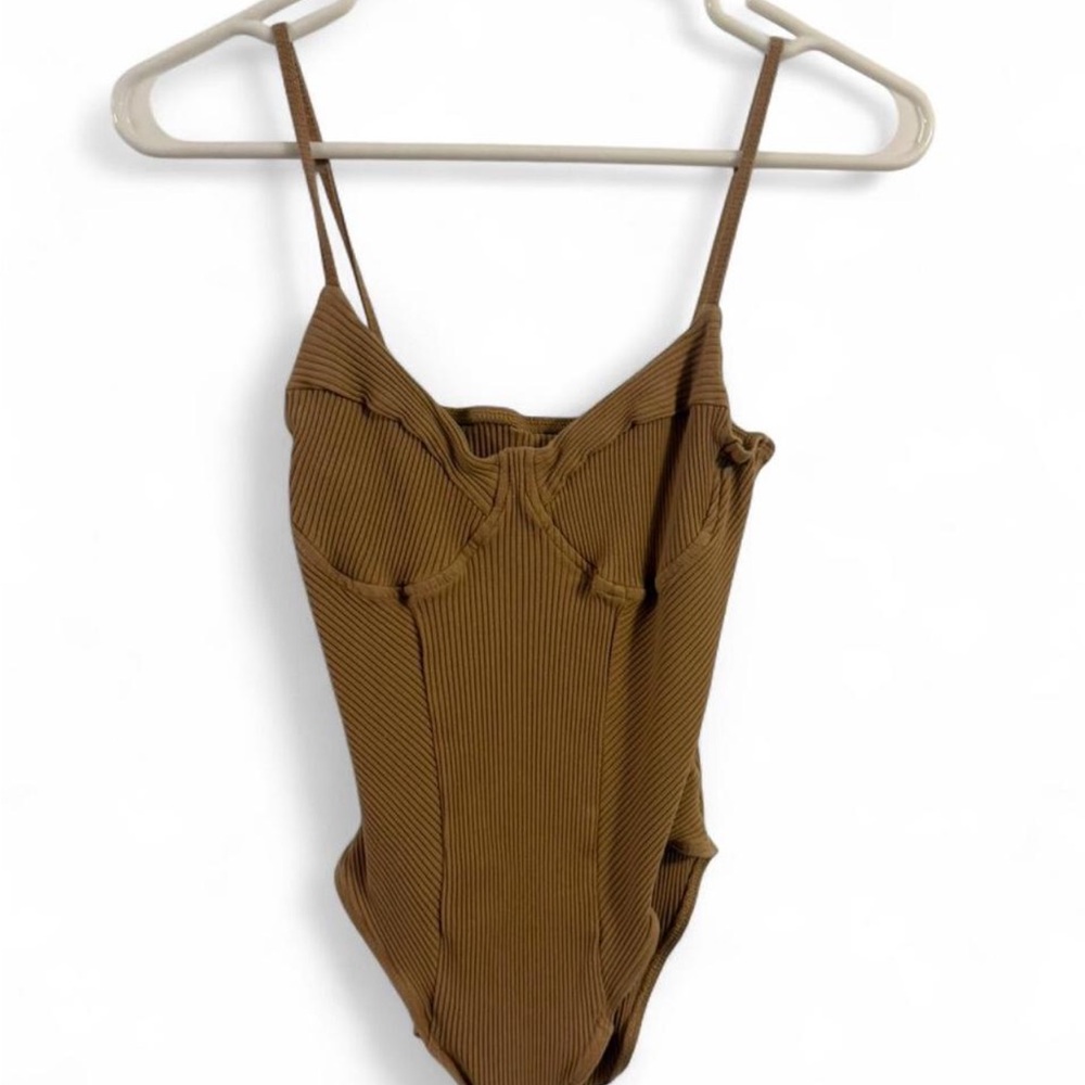 Brown ribbed bodysuit